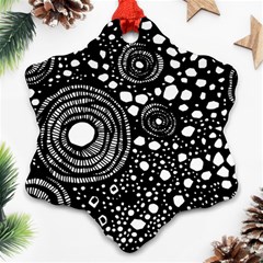 Circle Polka Dots Black White Ornament (Snowflake)