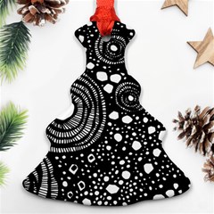 Circle Polka Dots Black White Christmas Tree Ornament (two Sides)