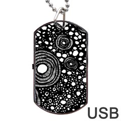 Circle Polka Dots Black White Dog Tag Usb Flash (two Sides)