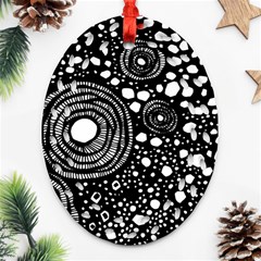 Circle Polka Dots Black White Oval Filigree Ornament (two Sides) by Mariart