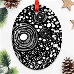 Circle Polka Dots Black White Oval Filigree Ornament (Two Sides) Front