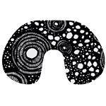 Circle Polka Dots Black White Travel Neck Pillows Front