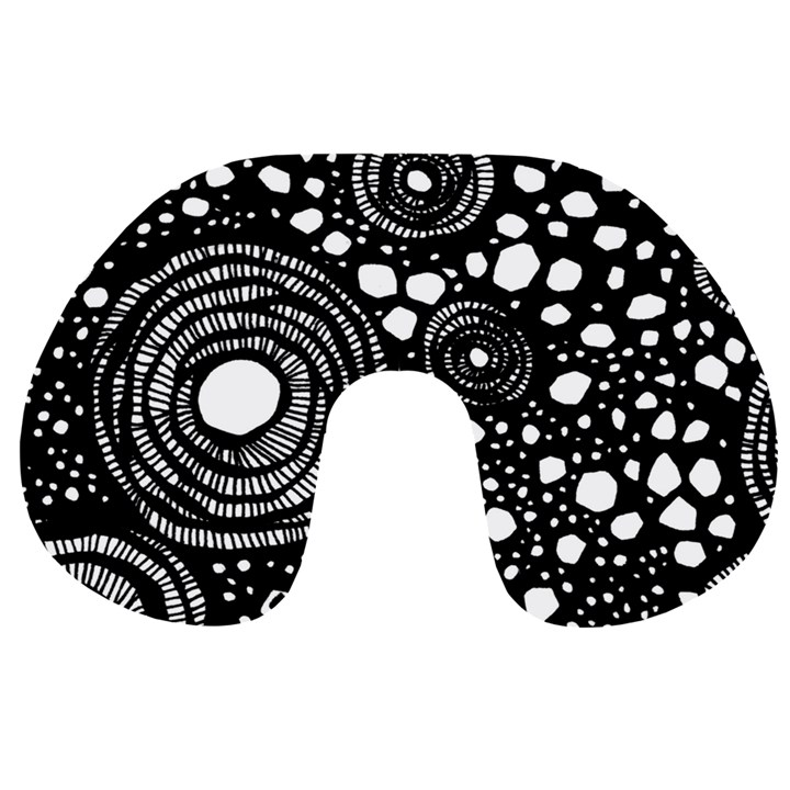 Circle Polka Dots Black White Travel Neck Pillows