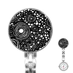 Circle Polka Dots Black White Stainless Steel Nurses Watch by Mariart