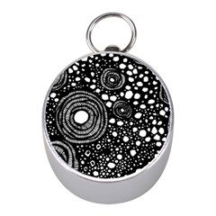 Circle Polka Dots Black White Mini Silver Compasses