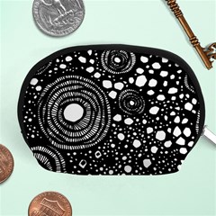 Circle Polka Dots Black White Accessory Pouches (medium)  by Mariart