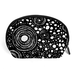 Circle Polka Dots Black White Accessory Pouches (large)  by Mariart