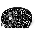 Circle Polka Dots Black White Accessory Pouches (Large)  Back