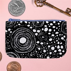 Circle Polka Dots Black White Large Coin Purse