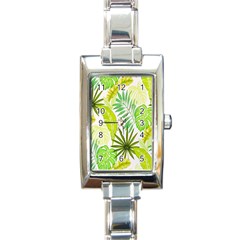 Amazon Forest Natural Green Yellow Leaf Rectangle Italian Charm Watch