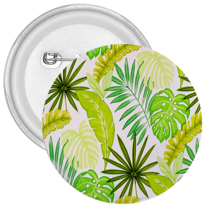 Amazon Forest Natural Green Yellow Leaf 3  Buttons