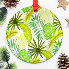 Amazon Forest Natural Green Yellow Leaf Ornament (round) by Mariart