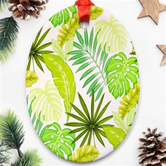 Amazon Forest Natural Green Yellow Leaf Ornament (oval)