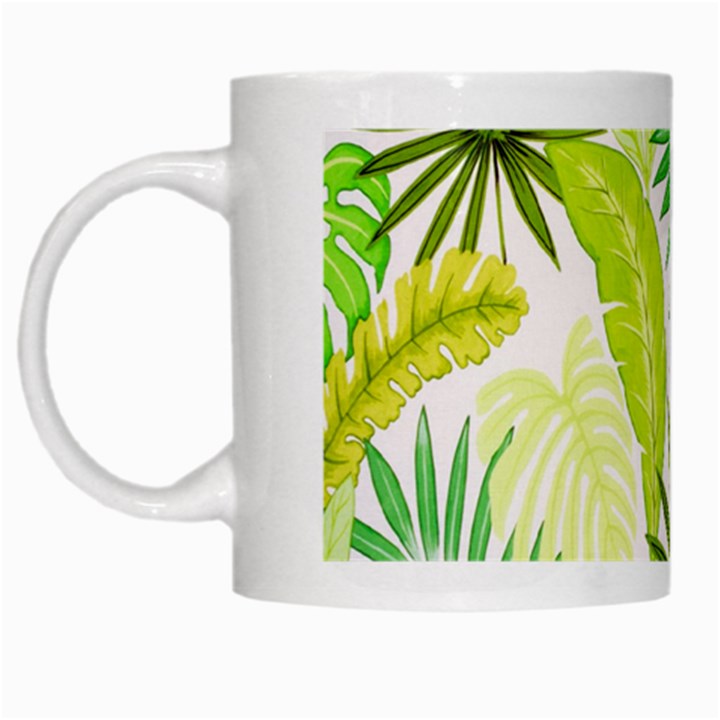 Amazon Forest Natural Green Yellow Leaf White Mugs