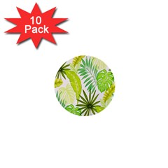 Amazon Forest Natural Green Yellow Leaf 1  Mini Buttons (10 Pack) 