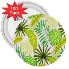 Amazon Forest Natural Green Yellow Leaf 3  Buttons (100 Pack) 