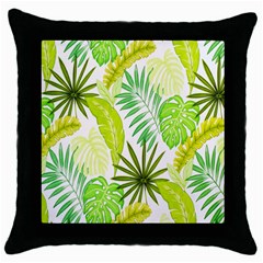 Amazon Forest Natural Green Yellow Leaf Throw Pillow Case (black) by Mariart