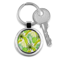 Amazon Forest Natural Green Yellow Leaf Key Chains (round) 