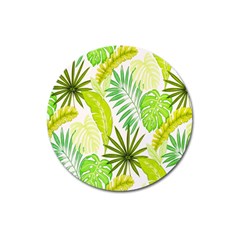 Amazon Forest Natural Green Yellow Leaf Magnet 3  (round)