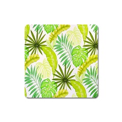 Amazon Forest Natural Green Yellow Leaf Square Magnet by Mariart