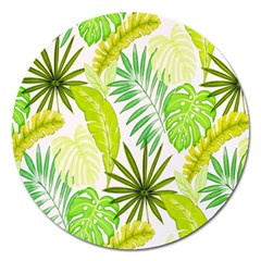 Amazon Forest Natural Green Yellow Leaf Magnet 5  (round) by Mariart