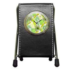 Amazon Forest Natural Green Yellow Leaf Pen Holder Desk Clocks by Mariart