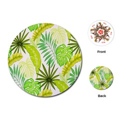 Amazon Forest Natural Green Yellow Leaf Playing Cards (round)  by Mariart