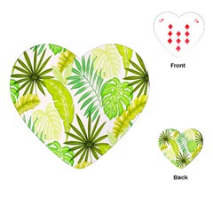 Amazon Forest Natural Green Yellow Leaf Playing Cards (heart)  by Mariart