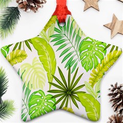 Amazon Forest Natural Green Yellow Leaf Star Ornament (two Sides) by Mariart