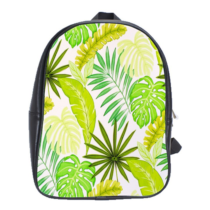 Amazon Forest Natural Green Yellow Leaf School Bag (Large)