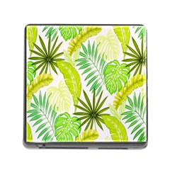 Amazon Forest Natural Green Yellow Leaf Memory Card Reader (square)