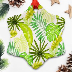 Amazon Forest Natural Green Yellow Leaf Snowflake Ornament (two Sides) by Mariart