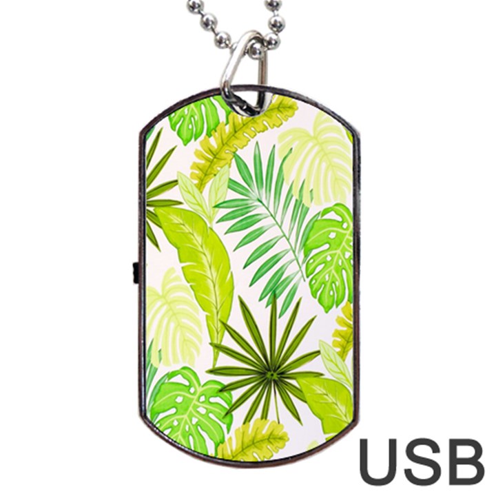 Amazon Forest Natural Green Yellow Leaf Dog Tag USB Flash (Two Sides)