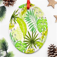 Amazon Forest Natural Green Yellow Leaf Ornament (oval Filigree) by Mariart