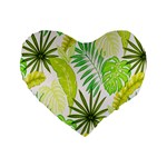 Amazon Forest Natural Green Yellow Leaf Standard 16  Premium Heart Shape Cushions Front