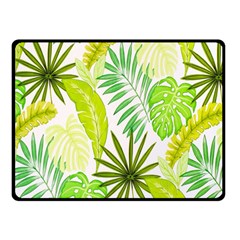 Amazon Forest Natural Green Yellow Leaf Double Sided Fleece Blanket (small)  by Mariart