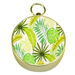 Amazon Forest Natural Green Yellow Leaf Gold Compasses Front