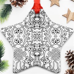 Black Psychedelic Pattern Ornament (star)