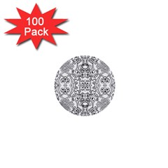 Black Psychedelic Pattern 1  Mini Buttons (100 Pack) 