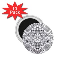 Black Psychedelic Pattern 1 75  Magnets (10 Pack) 