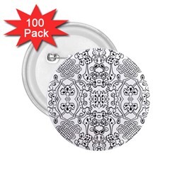 Black Psychedelic Pattern 2 25  Buttons (100 Pack) 