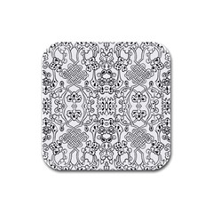 Black Psychedelic Pattern Rubber Square Coaster (4 Pack)  by Mariart