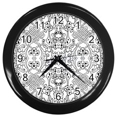 Black Psychedelic Pattern Wall Clocks (black)