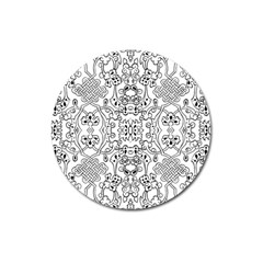 Black Psychedelic Pattern Magnet 3  (round) by Mariart