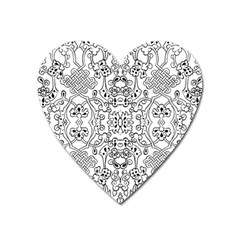 Black Psychedelic Pattern Heart Magnet