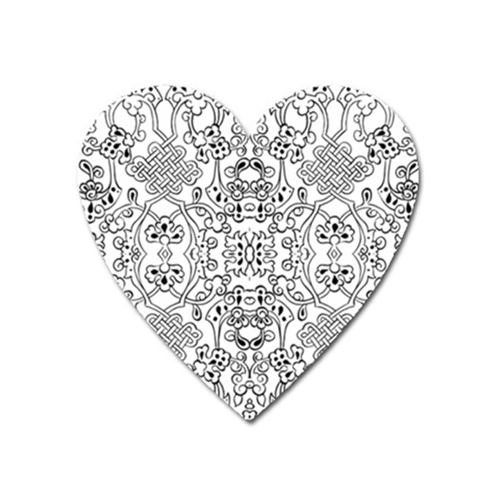 Black Psychedelic Pattern Heart Magnet