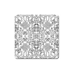 Black Psychedelic Pattern Square Magnet