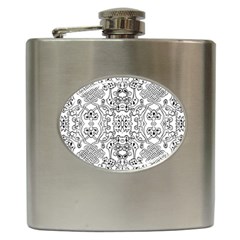 Black Psychedelic Pattern Hip Flask (6 Oz) by Mariart