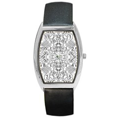 Black Psychedelic Pattern Barrel Style Metal Watch by Mariart