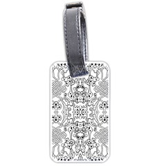 Black Psychedelic Pattern Luggage Tags (one Side)  by Mariart